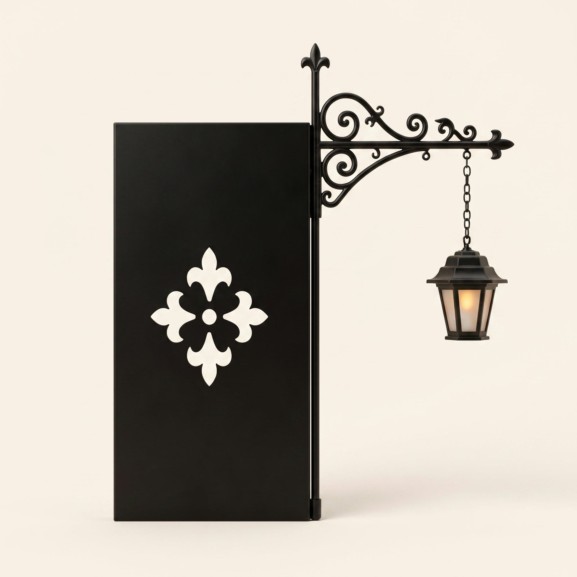 The Library Lantern bookshelf lamp shown in full, including the book-separator plate